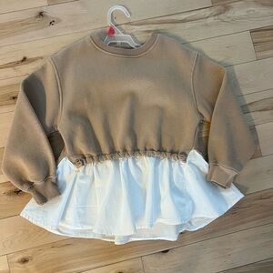 Kids Tan and White Ruffle Sweatshirt